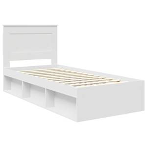 Rám postele s čelo Bílá 90 x 200 cm Masivní borové dřevo - obrázek 4