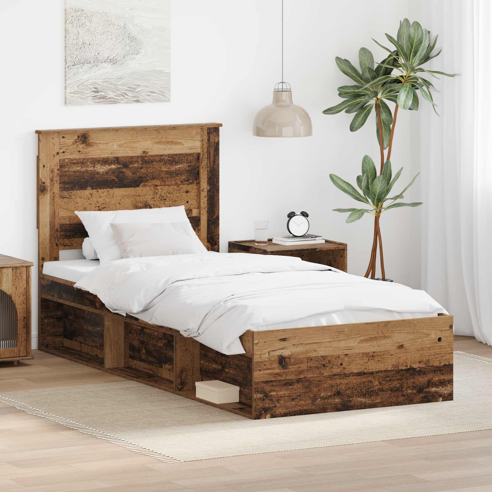 Estructura de cama con cabecera Madera vieja 90 x 200 cm