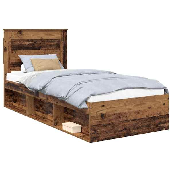 vidaXL Voodi raam peaga Vana puit 90 x 200 cm Tahke m&auml;nd