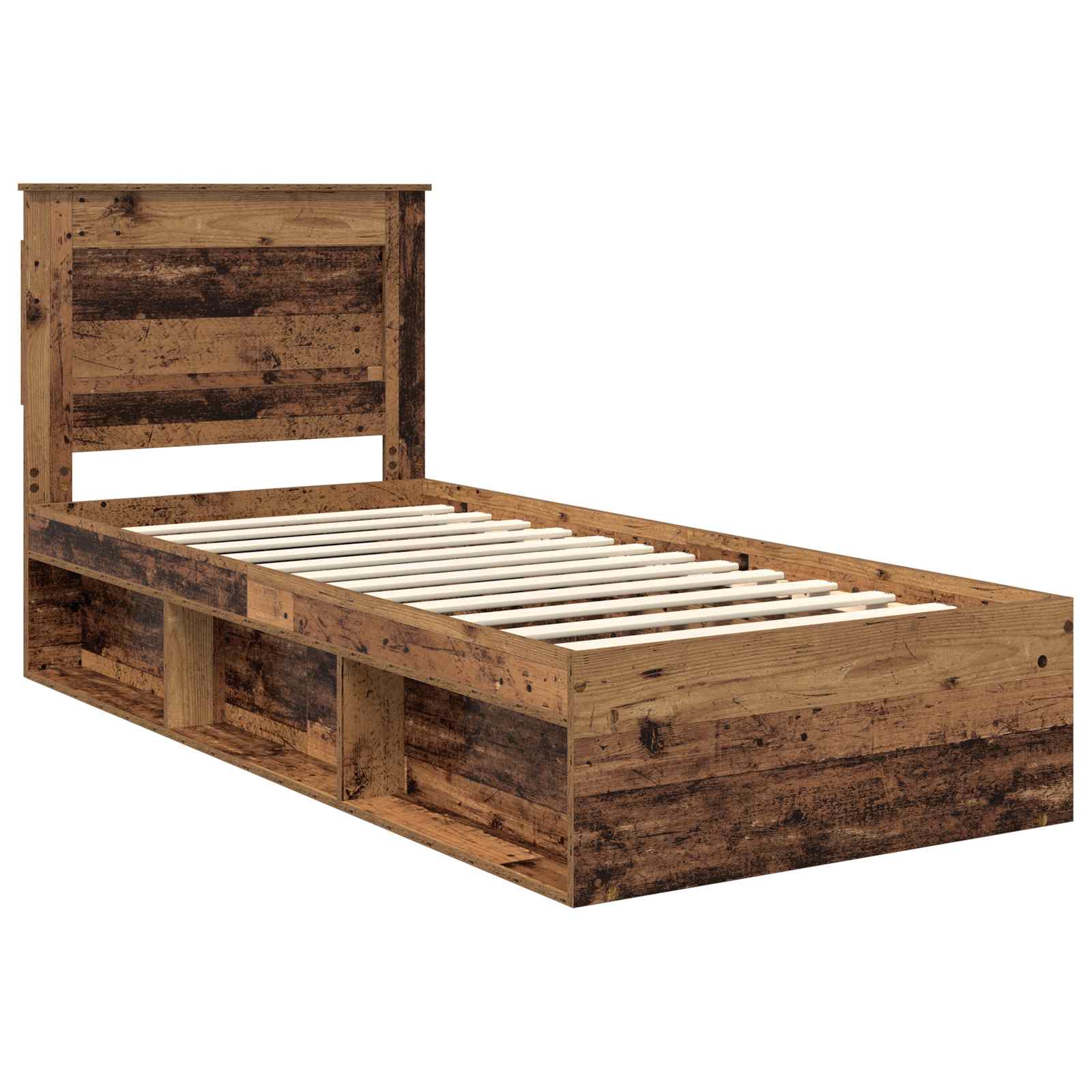 Bedframe met hoofdeinde Oudhout 90 x 200 cm Massief grenenhout image 4