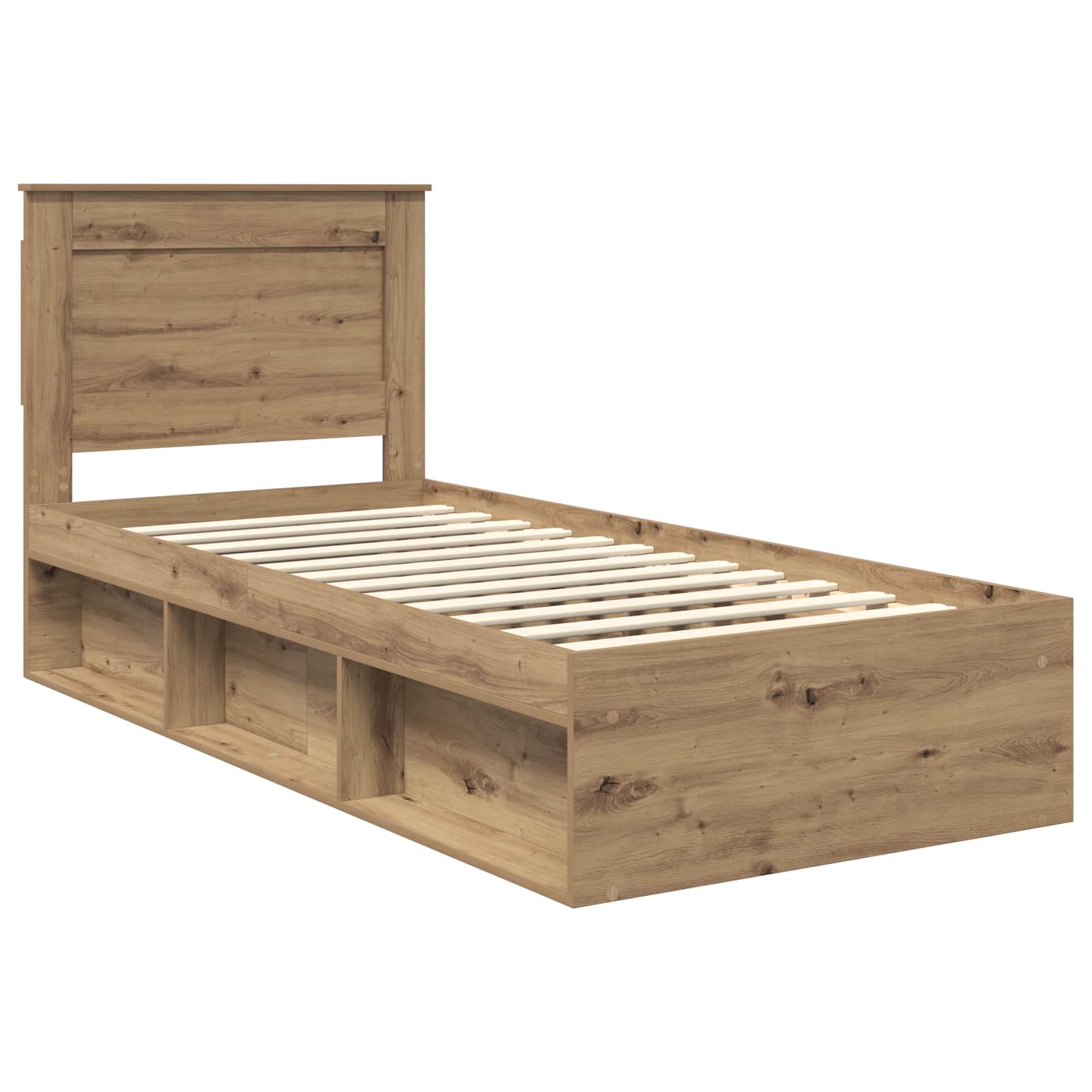 Bedframe Ambachtelijk eiken 90 x 200 cm Massief grenenhout | luizaXL | Dé meubelwinkel voor elk interieur Bedframe Ambachtelijk eiken 90 x 200 cm Massief grenenhout - Afbeelding 4