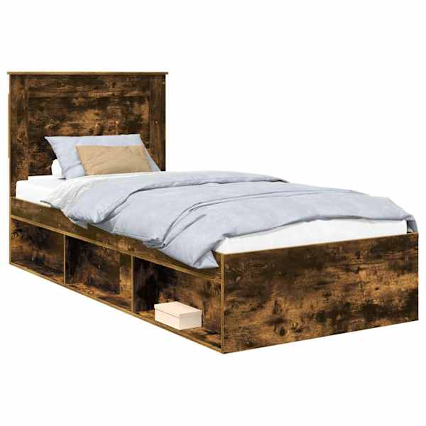 vidaXL Voodi raam sahtliga Suitsetatud tamm 75 x 190 cm Tahke m&auml;nd
