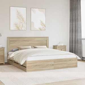Rám postele s čelo Sonoma dub 200 x 200 cm Inženýrské dřevo - obrázek 1