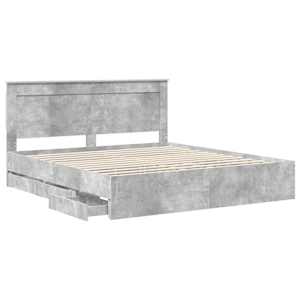 Rám postele s čelo Betonově šedá 200 x 200 cm Inženýrské dřevo - obrázek 5