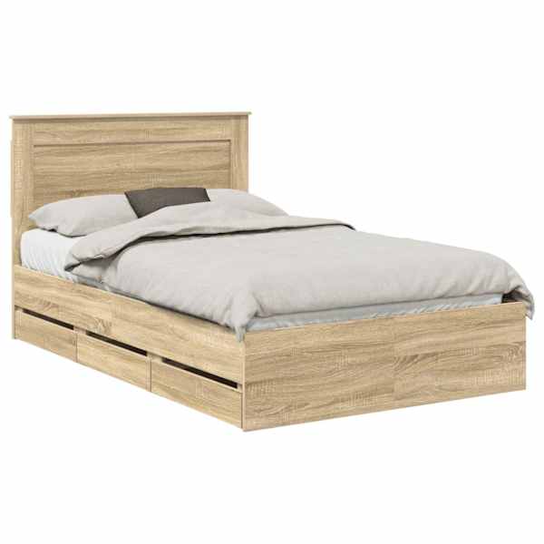 vidaXL Voodi raam sahtliga peaga Sonoma tamm 135 x 190 cm Inseneripuit