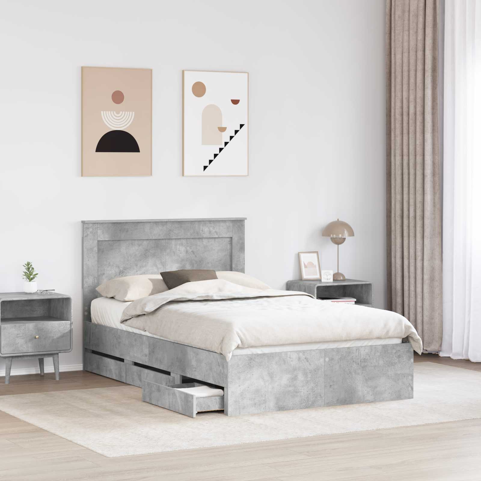 Voodi raam sahtliga peaga Betoonhall 120 x 190 cm Inseneripuit 141 Kõik vajalik sinu aeda ja koju! Voodi raam sahtliga peaga Betoonhall 120 x 190 cm Inseneripuit - Image 3