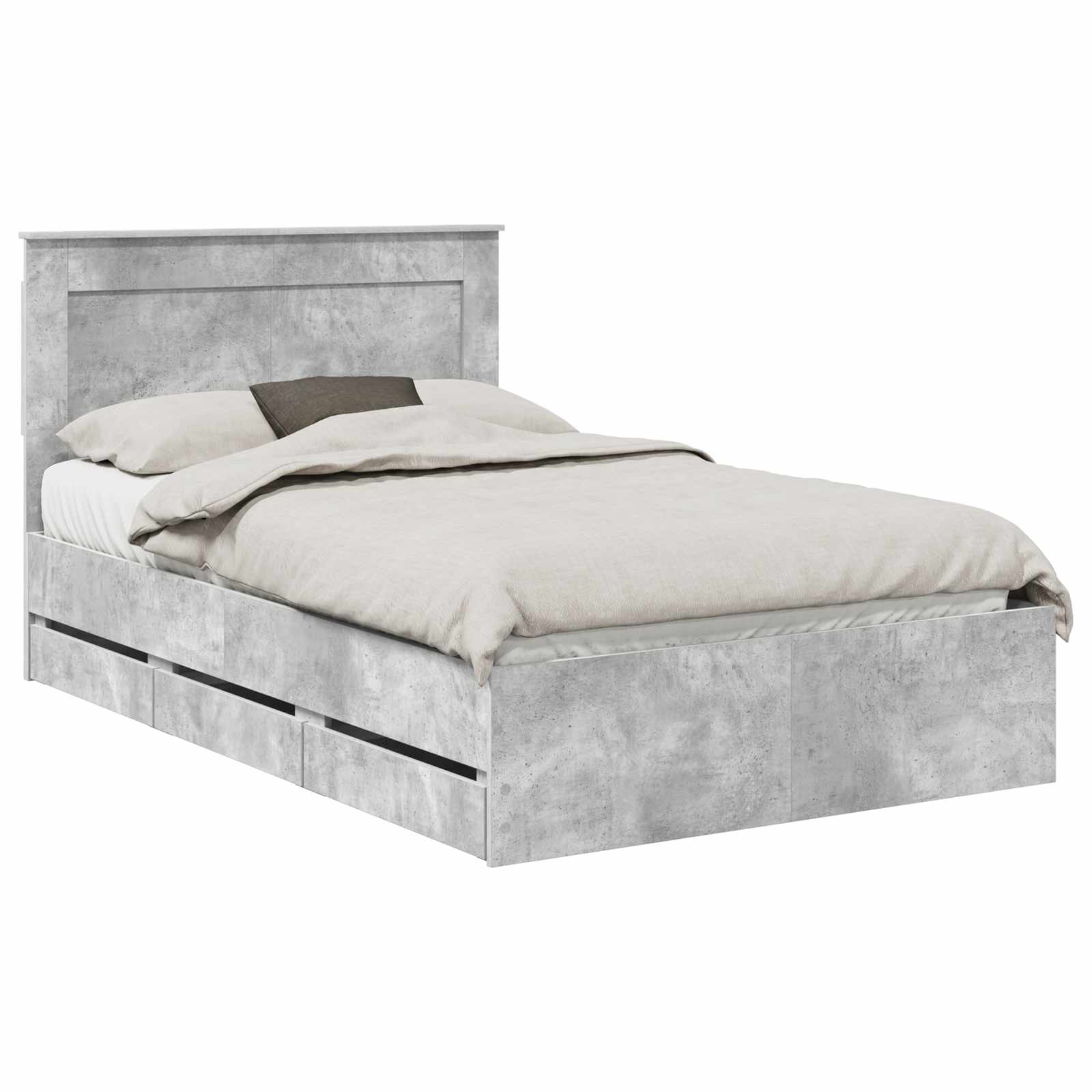 Gultas rāmis Betona pelēks 120 x 200 cm Inženieru koks