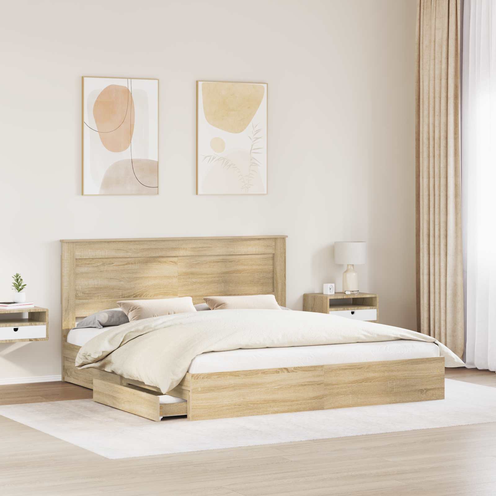 Opslag bed met lade Sonoma Eiken 180 x 200 cm Bewerkt hout | luizaXL | Dé meubelwinkel voor elk interieur Opslag bed met lade Sonoma Eiken 180 x 200 cm Bewerkt hout - Afbeelding 3