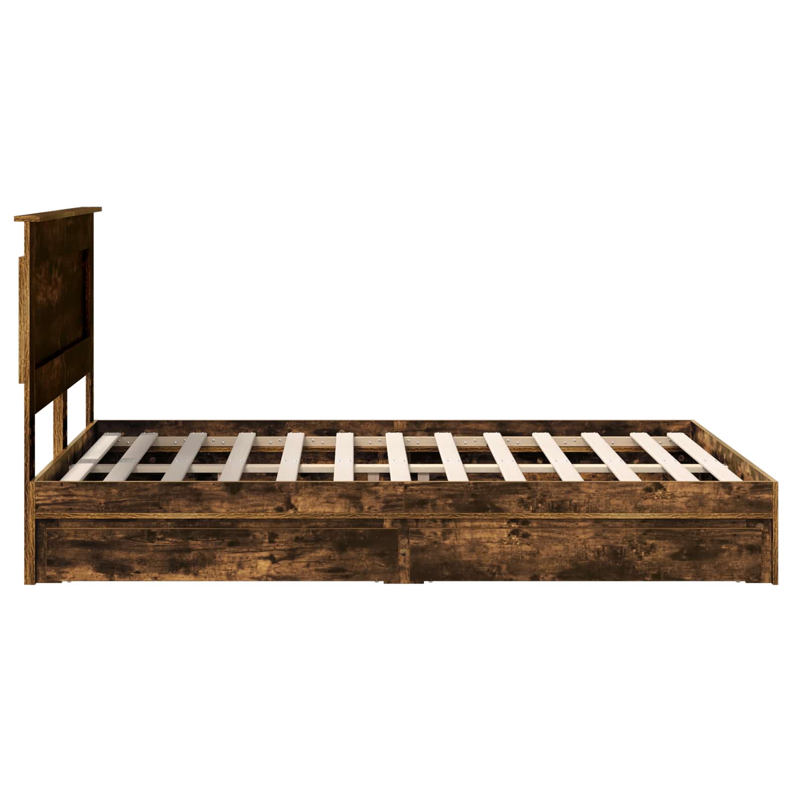 Opslag bed met lade Gerookt eiken 160 x 200 cm Bewerkt hout | luizaXL | Dé meubelwinkel voor elk interieur Opslag bed met lade Gerookt eiken 160 x 200 cm Bewerkt hout - Afbeelding 9