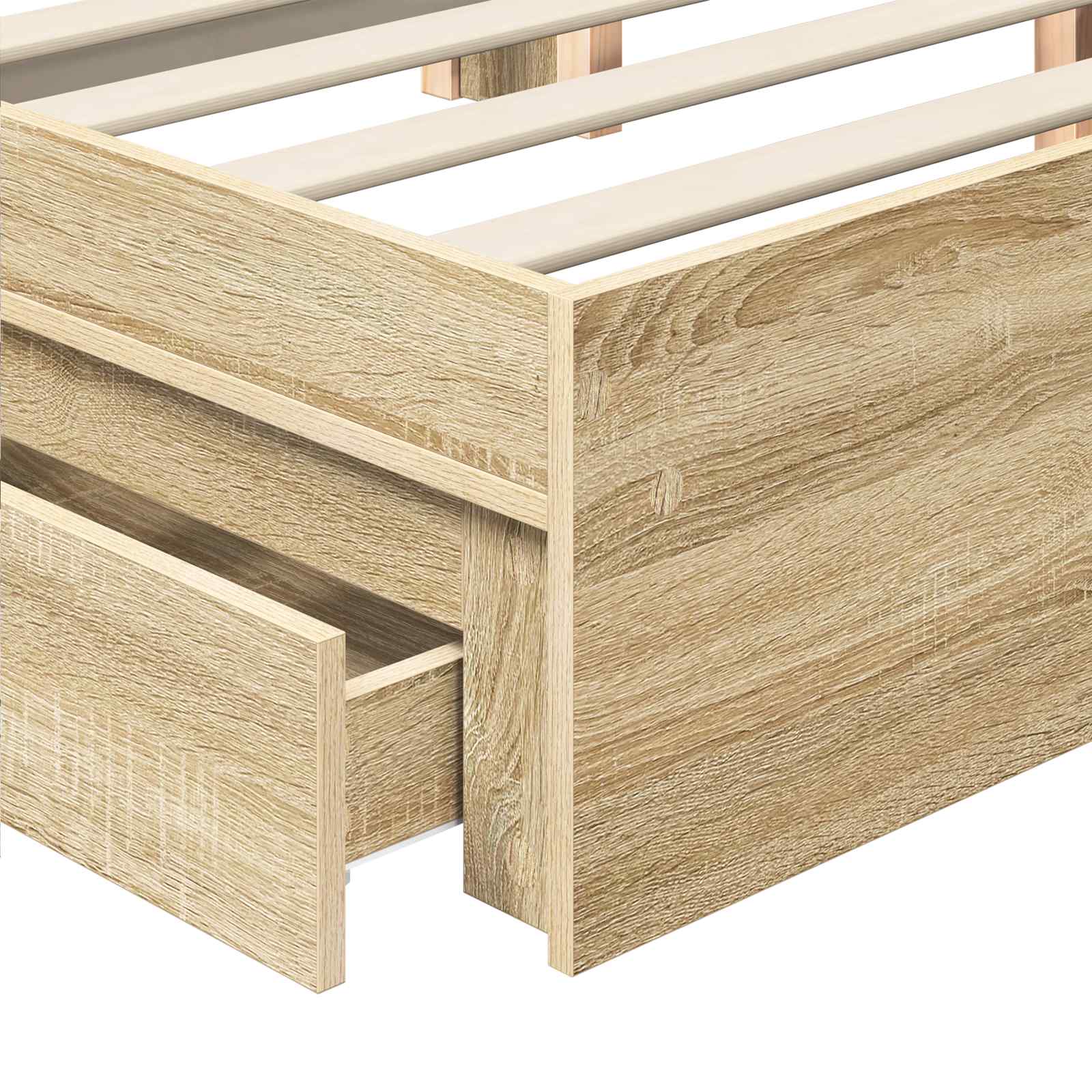Opslag bed met lade Sonoma Eiken 135 x 190 cm Bewerkt hout | luizaXL | Dé meubelwinkel voor elk interieur Opslag bed met lade Sonoma Eiken 135 x 190 cm Bewerkt hout - Afbeelding 11