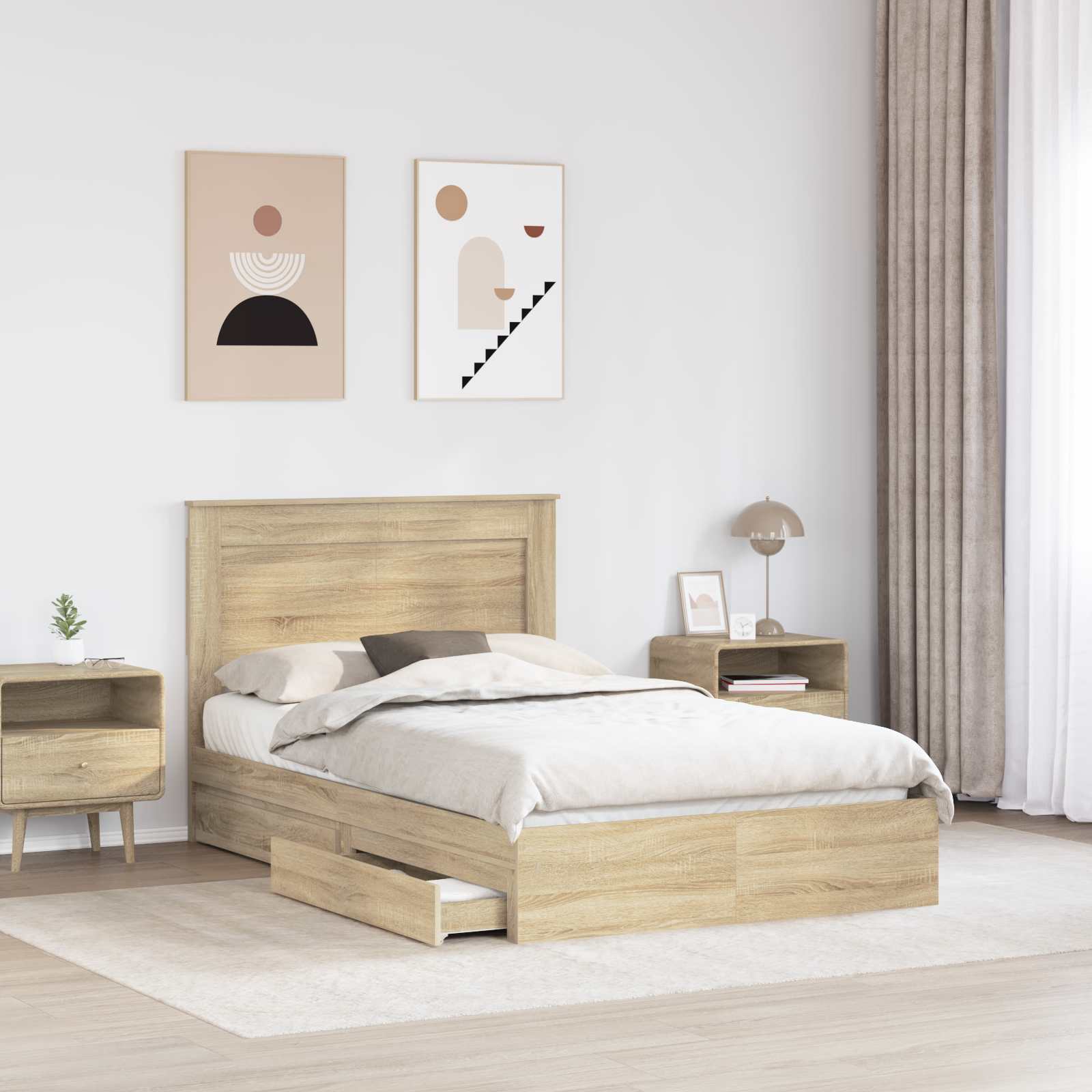 Opslag bed met lade Sonoma Eiken 135 x 190 cm Bewerkt hout | luizaXL | Dé meubelwinkel voor elk interieur Opslag bed met lade Sonoma Eiken 135 x 190 cm Bewerkt hout - Afbeelding 3