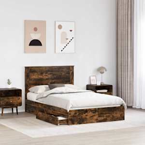 Postel s úložným prostorem s čelo Kouřový dub 135 x 190 cm - obrázek 3