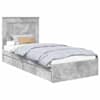 vidaXL Laos voodi sahtliga peaga Betoonhall 75 x 190 cm Tehispuit