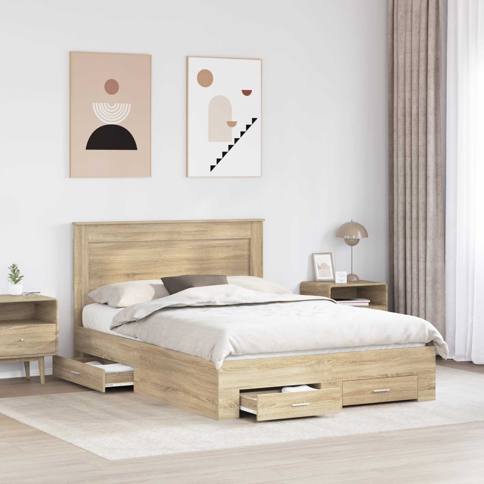 Bedframe met lade met hoofdeinde met opslag Bewerkt hout | luizaXL | Dé meubelwinkel voor elk interieur Bedframe met lade met hoofdeinde met opslag Bewerkt hout - Afbeelding 3