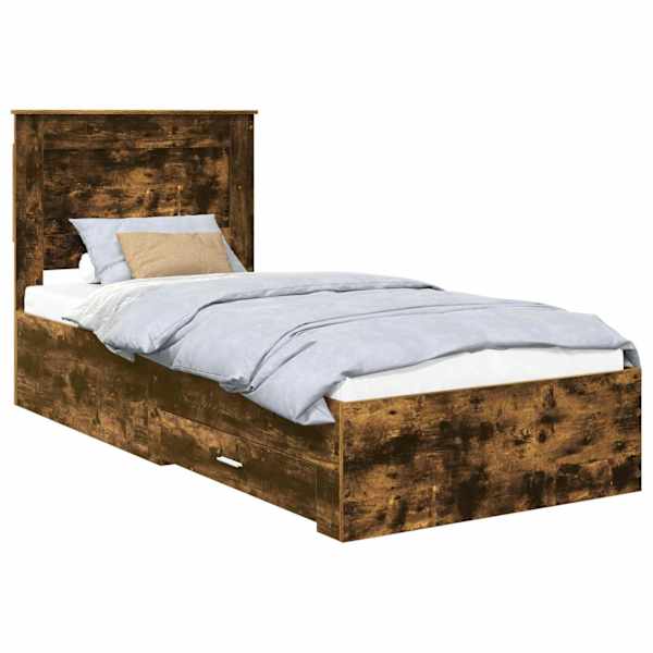 vidaXL Voodi raam sahtliga Suitsetatud tamm 90 x 190 cm Tehispuit