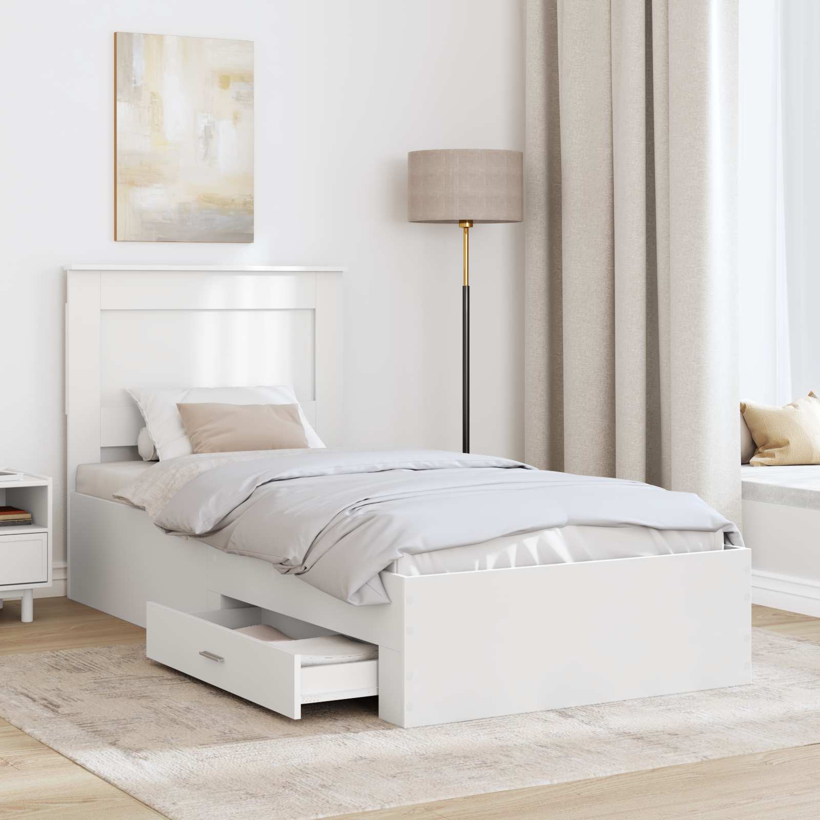 Thumbnail - vidaXL Bettrahmen Weiß und Silber 75 x 190 cm Holzwerkstoff