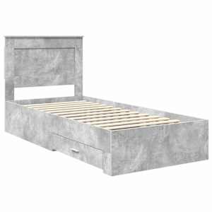 Rám postele se zásuvkou Betonově šedá a stříbrná 75 x 190 cm - obrázek 4