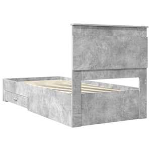 Rám postele se zásuvkou Betonově šedá a stříbrná 75 x 190 cm - obrázek 9