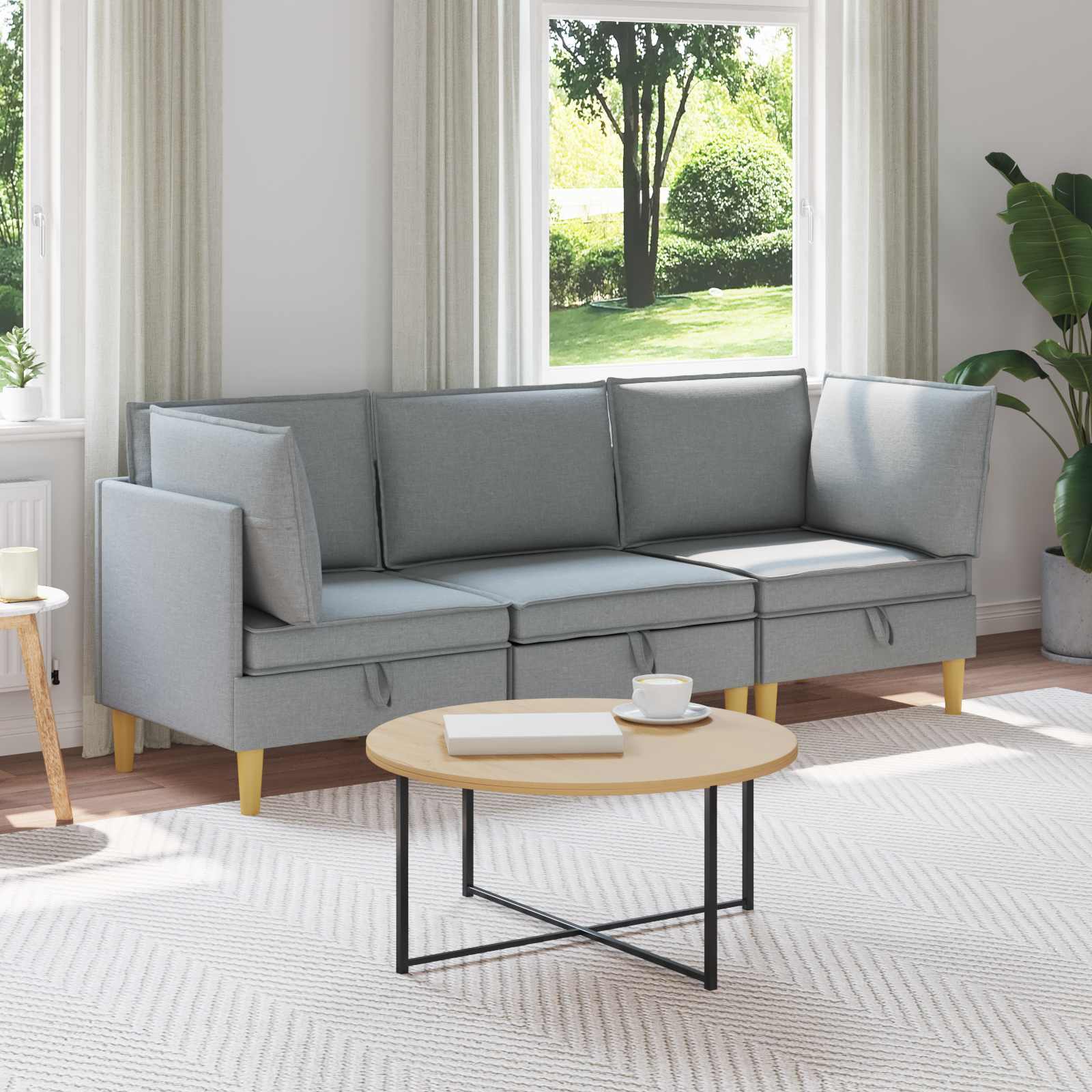 vidaXL Modulaarinen sohvasetti säilytyksellä 3 kpl Vaaleanharmaa