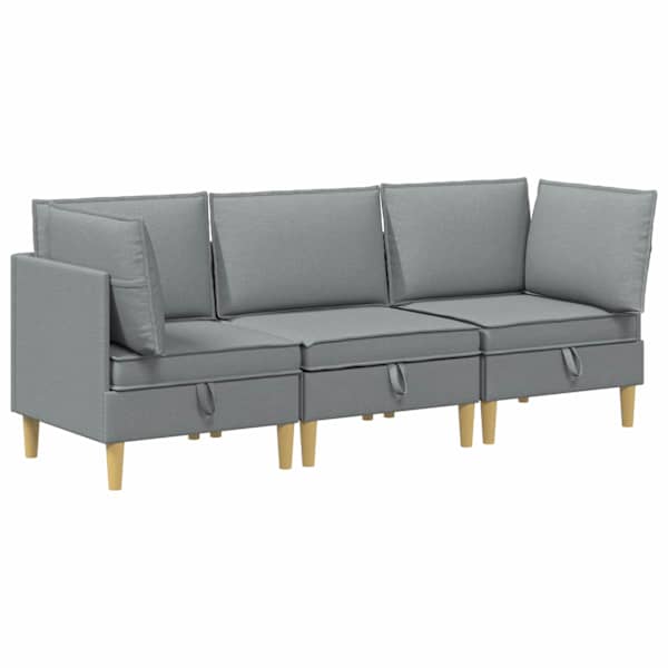 vidaXL Modulaarne diivanisari koos ladustamisega 3 tk Helehall kangas