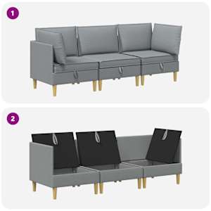 Modulární pohovka se storage 3 pcs Světle šedá Textil - obrázek 8