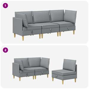 Modulární pohovka se storage 3 pcs Světle šedá Textil - obrázek 9