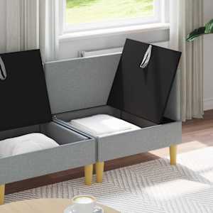 Modulární pohovka se storage 4 pcs Světle šedá Textil - obrázek 3