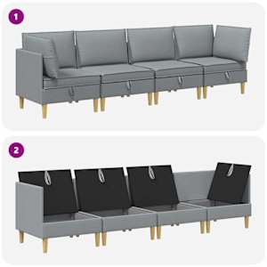 Modulární pohovka se storage 4 pcs Světle šedá Textil - obrázek 8