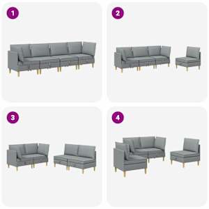 Modulární pohovka se storage 4 pcs Světle šedá Textil - obrázek 9