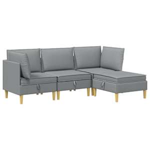 vidaXL Modulaarne diivanisari koos ladustamisega 4 tk Helehall kangas