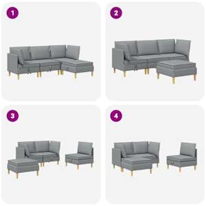 Modulární pohovka se storage 4 pcs Světle šedá Textil - obrázek 10