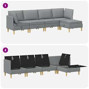 Modulární pohovka se storage 5 pcs Světle šedá Textil - obrázek 8