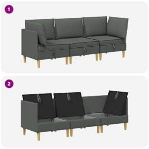 Modulární pohovka se storage 3 pcs Tmavě šedá Textil - obrázek 8