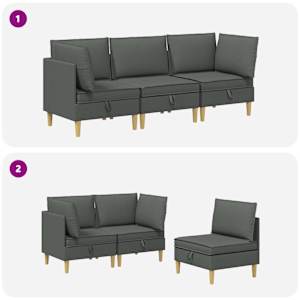 Modulární pohovka se storage 3 pcs Tmavě šedá Textil - obrázek 9