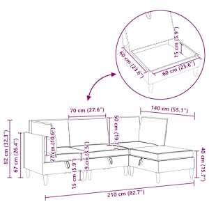 Modulární pohovka se storage 3 pcs Tmavě šedá Textil - obrázek 11