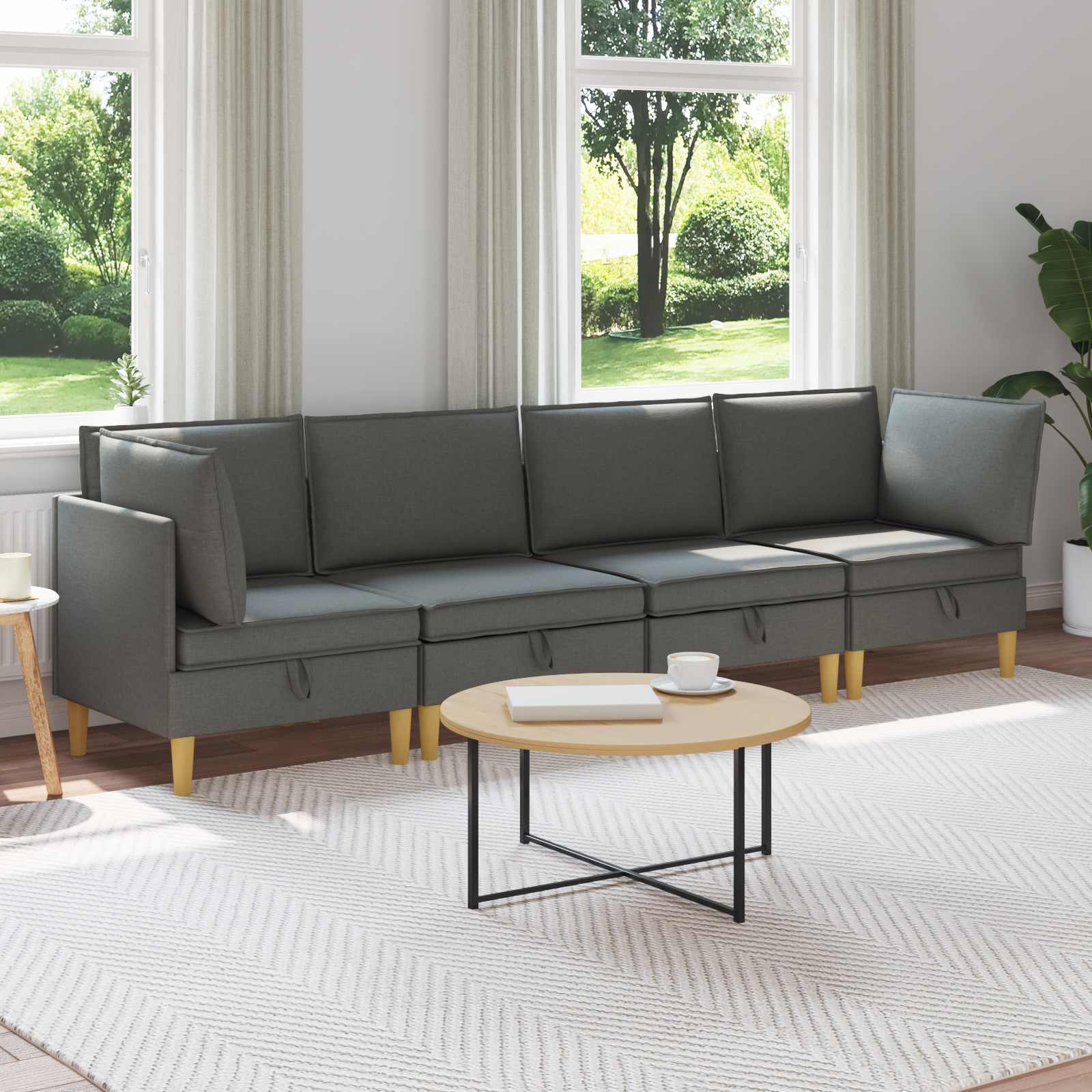 vidaXL Modulaarinen sohvasetti säilytyksellä 4 kpl Tummanharmaa Kangas