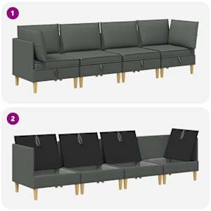 Modulární pohovka se storage 4 pcs Tmavě šedá Textil - obrázek 8