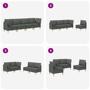Modulární pohovka se storage 4 pcs Tmavě šedá Textil - obrázek 9