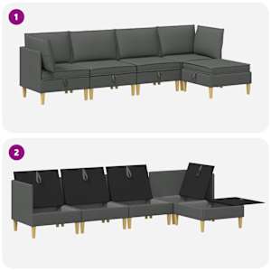 Modulární pohovka se storage 5 pcs Tmavě šedá Textil - obrázek 8