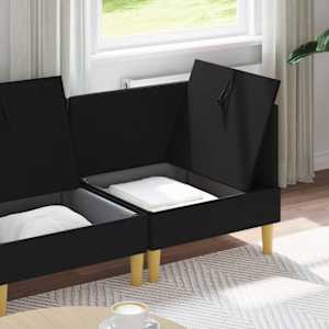 Modulární pohovka se storage 3 pcs Černá Textil - obrázek 3
