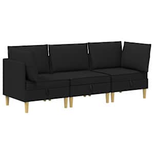 vidaXL Modulaarne diivanisari koos ladustamisega 3 tk Must kangas