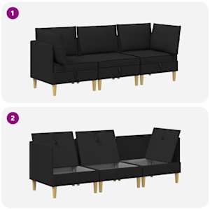 Modulární pohovka se storage 3 pcs Černá Textil - obrázek 8