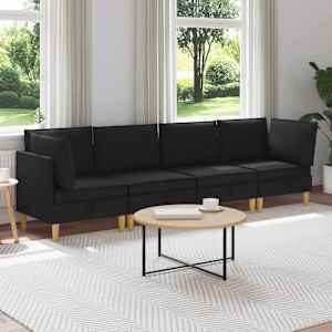 Modularni kavč s shranjevanjem 4 pcs Črna Blago