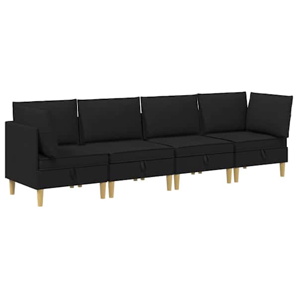 vidaXL Modulaarne diivanisari koos ladustamisega 4 tk Must kangas