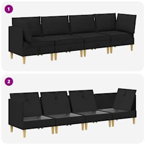 Modulární pohovka se storage 4 pcs Černá Textil - obrázek 8