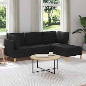 Modulární pohovka se storage 4 pcs Černá Textil - obrázek 1
