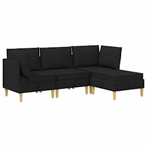 vidaXL Modulaarne diivanisari koos ladustamisega 4 tk Must kangas