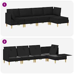 Modulární pohovka se storage 5 pcs Černá Textil - obrázek 8