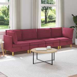 Modulární pohovka se storage 4 pcs Víno Červené Textil - obrázek 1