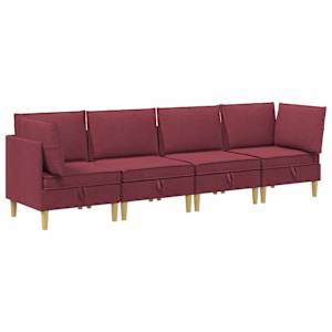 vidaXL Modulaarne diivanisari koos ladustamisega 4 tk Veinpunane
